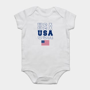 4th of July Patriotic American Flag usa vintage letter print Baby Bodysuit